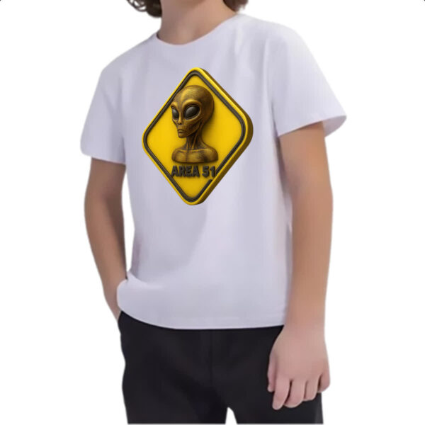 Camiseta Infanto Juvenil Placa ET Area 51 3D - Imagem 2
