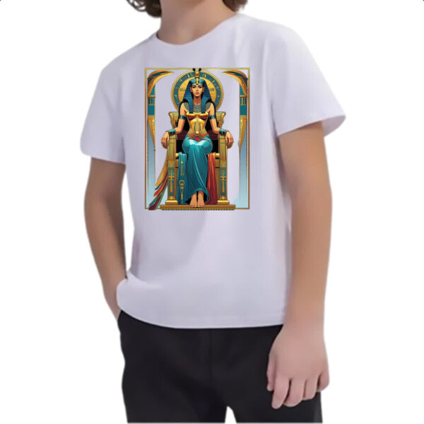 Camiseta Infanto Juvenil Deusa Isis em seu trono - Imagem 2