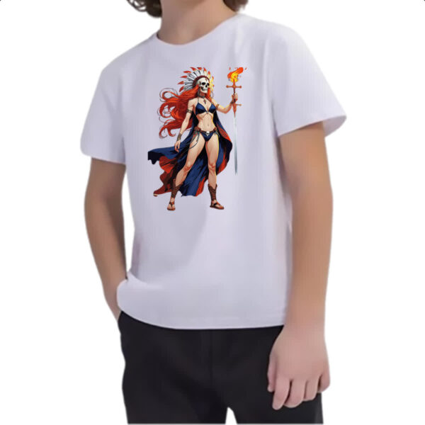 Camiseta Infanto Juvenil Guerreira indigena xama - Imagem 2