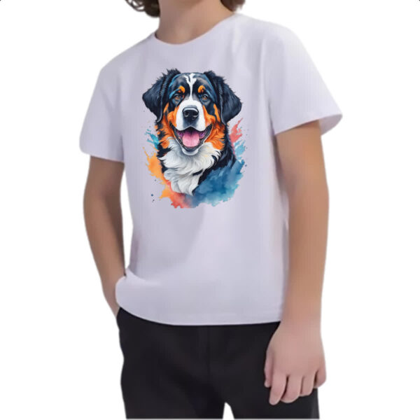 Camiseta Infanto Juvenil Boiadeiro de Berna Watercolor Arte - Imagem 2