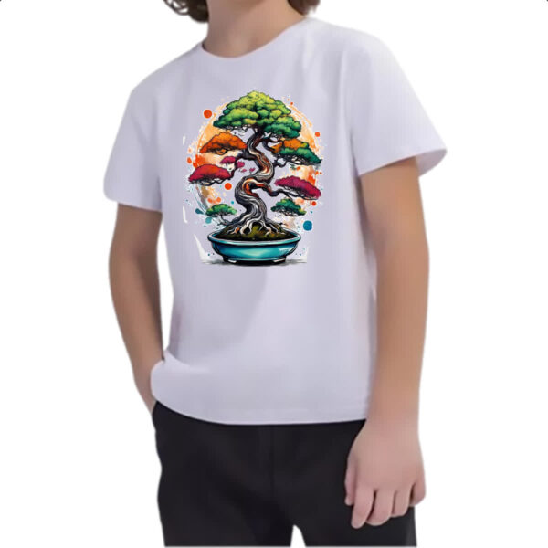 Camiseta Infanto Juvenil Bonsai Watercolor Arte - Imagem 2