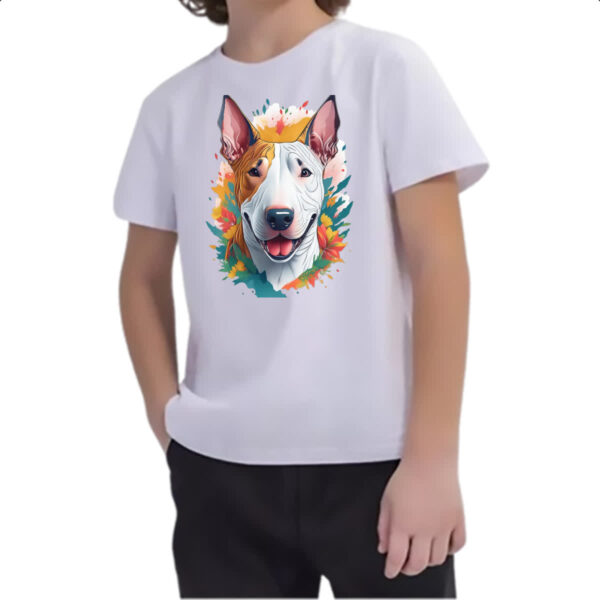 Camiseta Infanto Juvenil Bull Terrier Watercolor Arte - Imagem 2