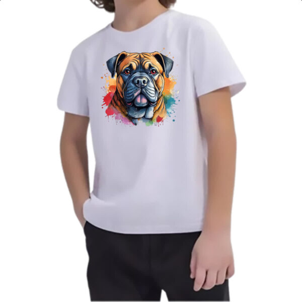 Camiseta Infanto Juvenil Bulmastife Watercolor Arte - Imagem 2