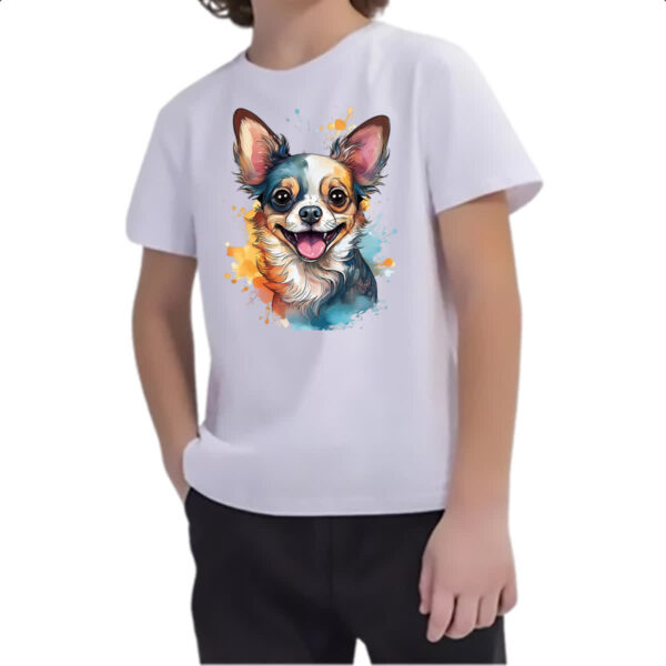 Camiseta Infanto Juvenil Chihuahua Watercolor Arte - Imagem 2