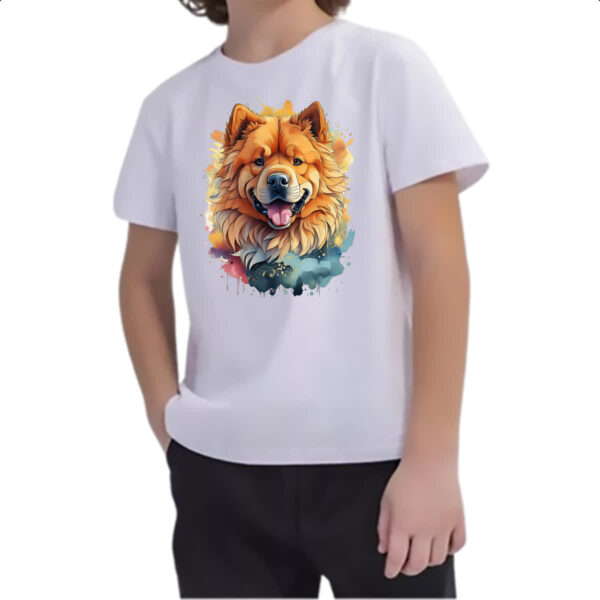 Camiseta Infanto Juvenil Chow Chow Watercolor Arte - Imagem 2