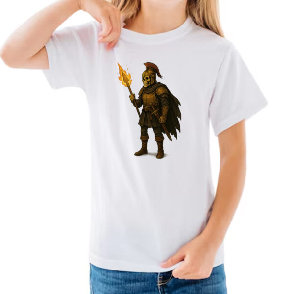 Camiseta Infanto Juvenil Caveira guerreira medieval - Imagem 3