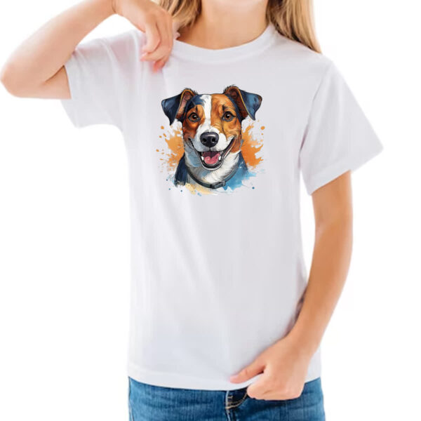 Camiseta Infanto Juvenil Jack Russell Terrier Watercolor Arte - Imagem 3