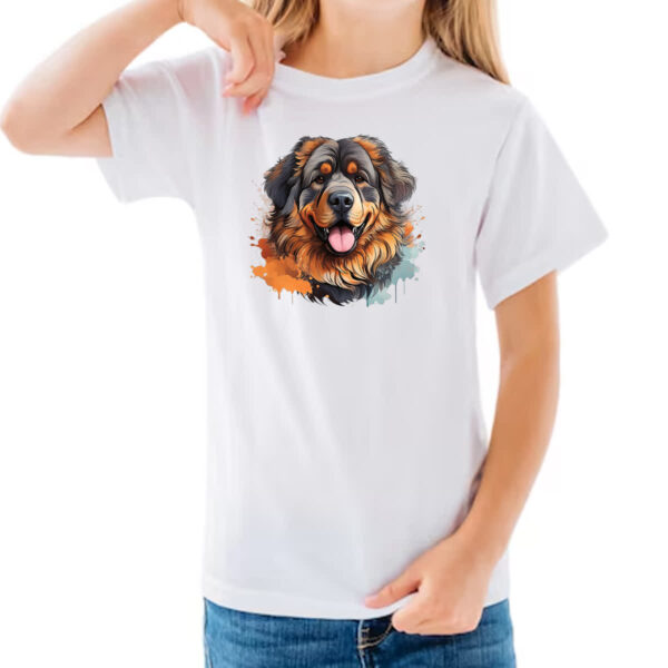 Camiseta Infanto Juvenil Mastim tibetano Watercolor Arte - Imagem 3
