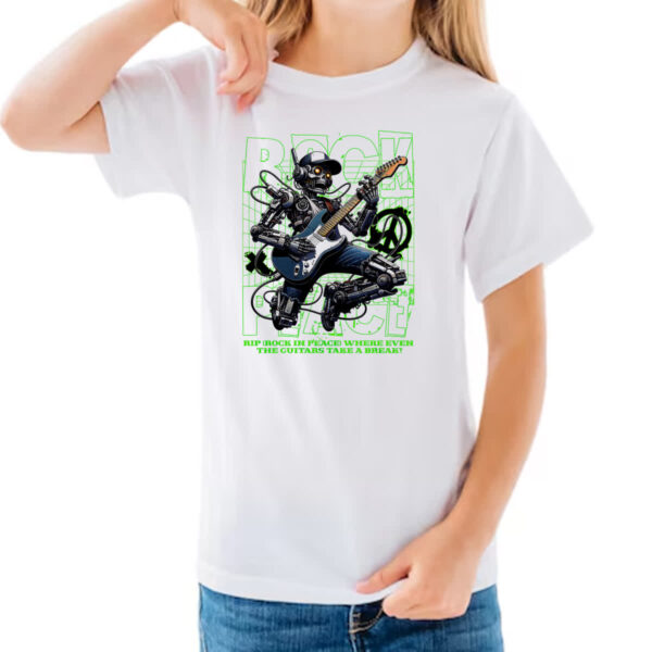 Camiseta Infanto Juvenil Skull Robot Rock - Imagem 3