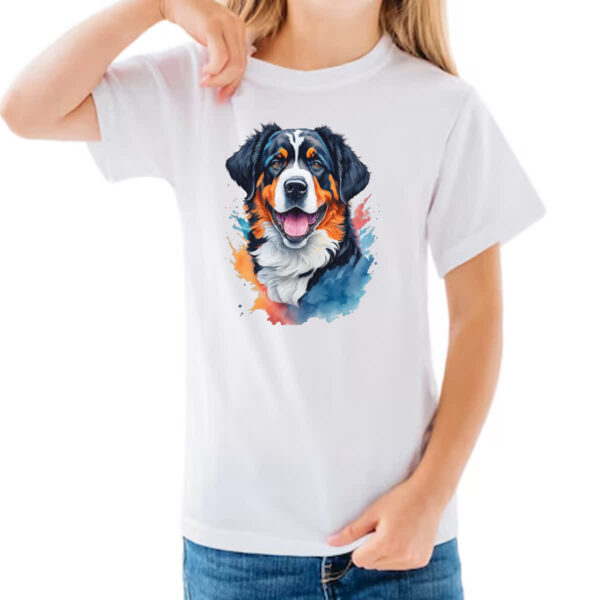 Camiseta Infanto Juvenil Boiadeiro de Berna Watercolor Arte - Imagem 3