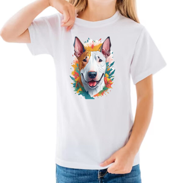 Camiseta Infanto Juvenil Bull Terrier Watercolor Arte - Imagem 3