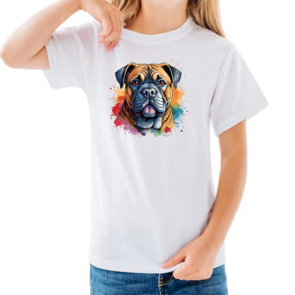 Camiseta Infanto Juvenil Bulmastife Watercolor Arte - Imagem 3