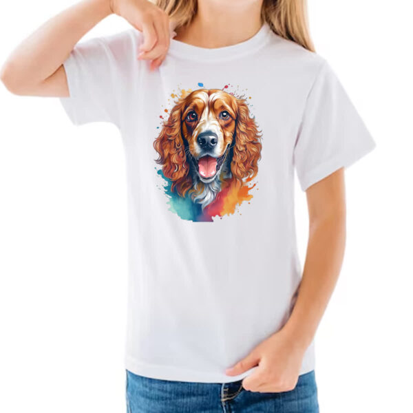 Camiseta Infanto Juvenil Cocker spaniel ingles Watercolor Arte - Imagem 3