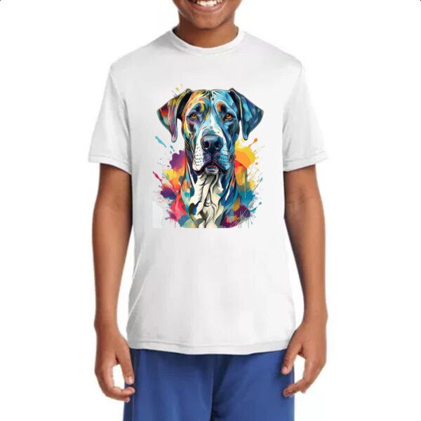 Camiseta Infanto Juvenil Dogue alemao Watercolor Arte - Imagem 4