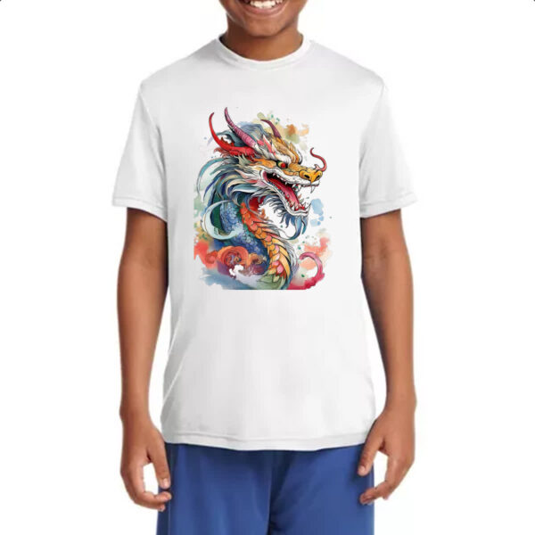 Camiseta Infanto Juvenil Dragao chines Watercolor Arte - Imagem 4