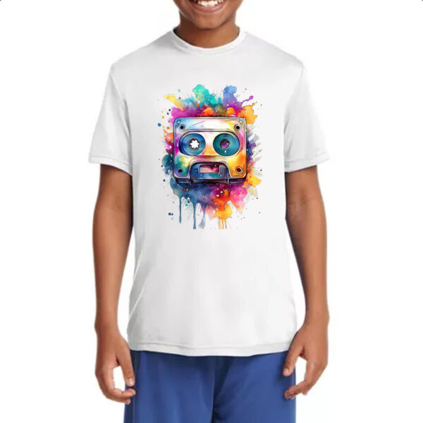 Camiseta Infanto Juvenil Fita K7 Watercolor Arte - Imagem 4