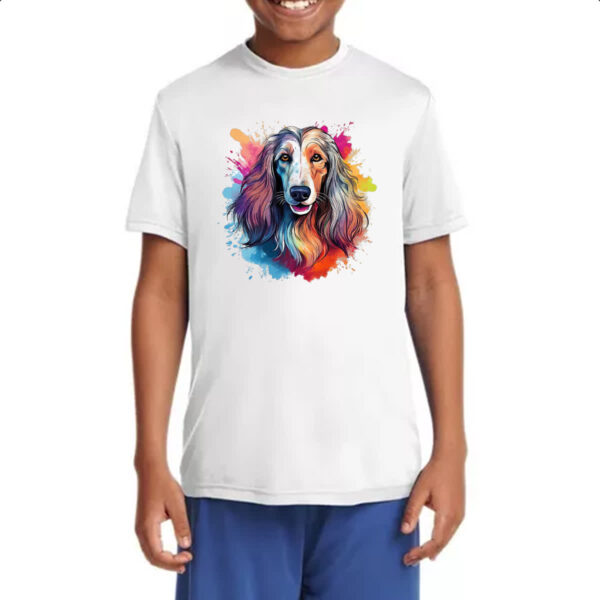 Camiseta Infanto Juvenil Galgo afegao Watercolor Arte - Imagem 4