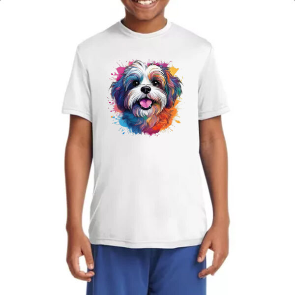 Camiseta Infanto Juvenil Lhasa apso Watercolor Arte - Imagem 4