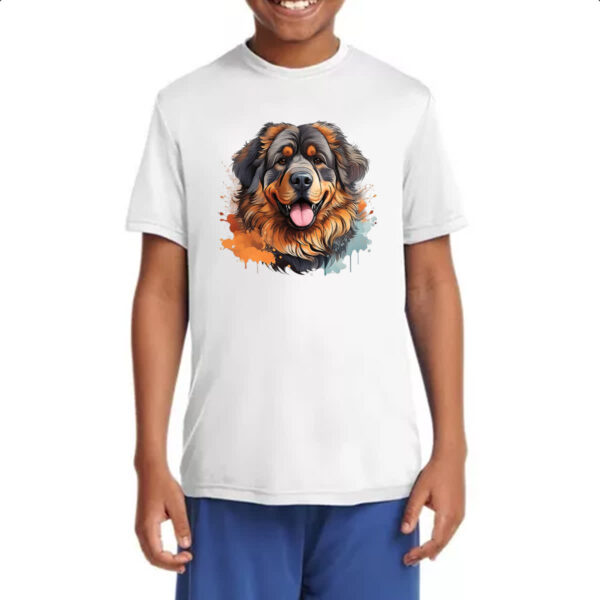 Camiseta Infanto Juvenil Mastim tibetano Watercolor Arte - Imagem 4