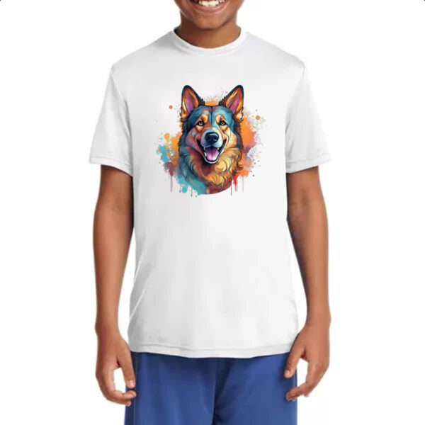 Camiseta Infanto Juvenil Pastor alemao Watercolor Arte - Imagem 4