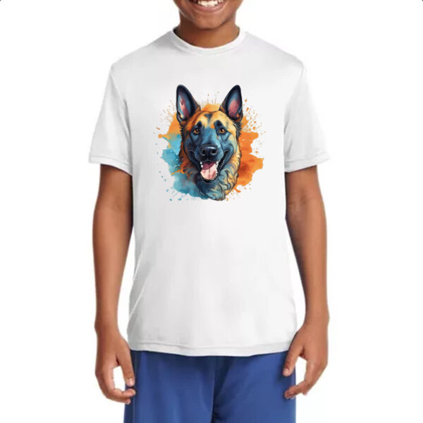 Camiseta Infanto Juvenil Pastor belga Watercolor Arte - Imagem 4