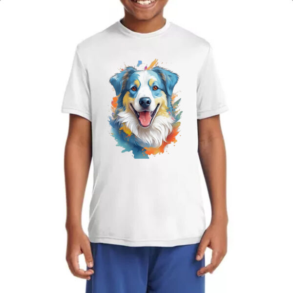 Camiseta Infanto Juvenil Pastor-australiano Watercolor Arte - Imagem 4