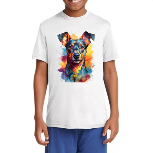 Camiseta Infanto Juvenil Pinscher Watercolor Arte - Imagem 4