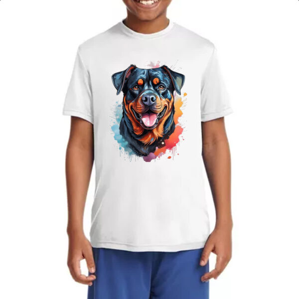 Camiseta Infanto Juvenil Rottweiler Watercolor Arte - Imagem 4