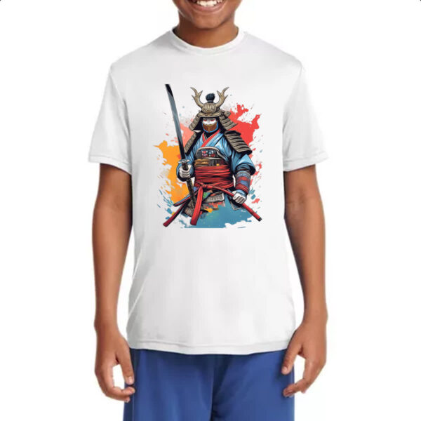 Camiseta Infanto Juvenil Samurai Watercolor Arte - Imagem 4