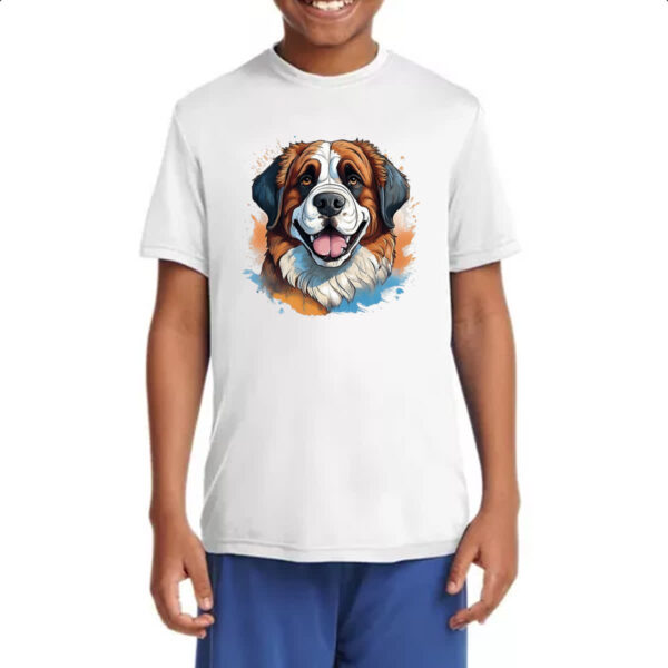 Camiseta Infanto Juvenil Sao Bernado Watercolor Arte - Imagem 4