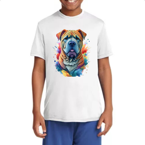 Camiseta Infanto Juvenil Shar-pei Watercolor Arte - Imagem 4