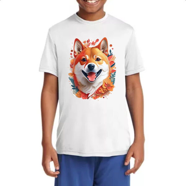 Camiseta Infanto Juvenil Shiba Inu Watercolor Arte - Imagem 4
