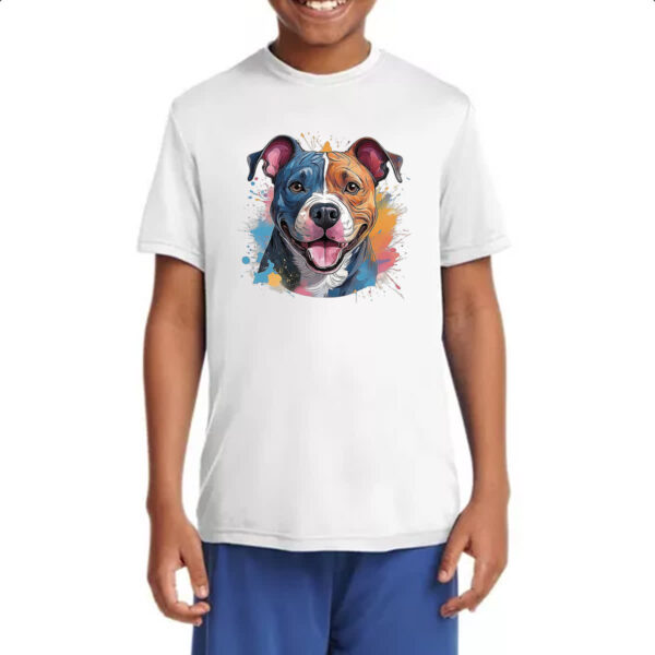 Camiseta Infanto Juvenil Staffordshire bull terrier Watercolor Arte - Imagem 4