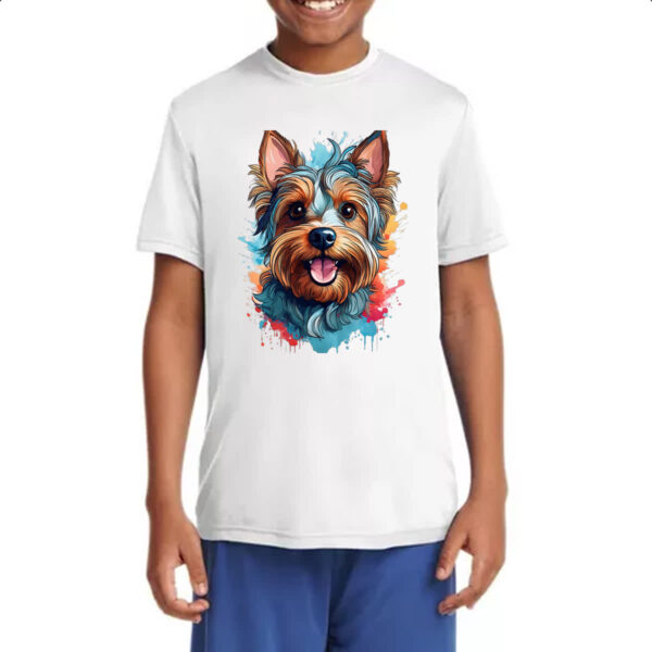 Camiseta Infanto Juvenil Yorkshire Terrier Watercolor Arte - Imagem 4