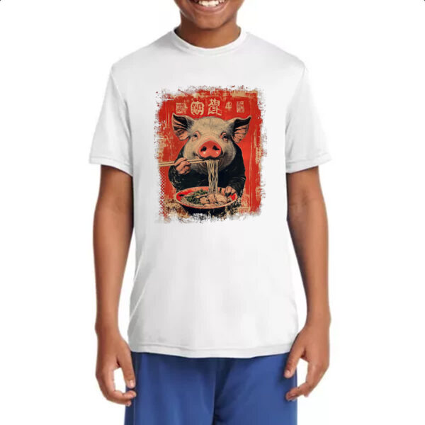 Camiseta Infanto Juvenil Porco comendo Lamen - Imagem 4