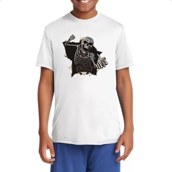 Camiseta Infanto Juvenil Caveira mal educada rasgando camisa - Imagem 4