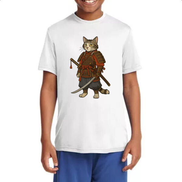 Camiseta Infanto Juvenil Gato Samurai Cartoon Art - Imagem 4