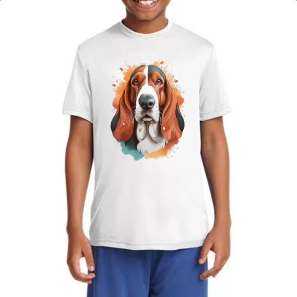 Camiseta Infanto Juvenil Basset Hound Watercolor Arte - Imagem 4