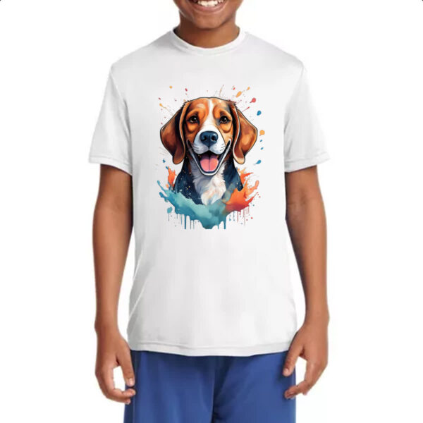 Camiseta Infanto Juvenil Beagle Watercolor Arte - Imagem 4