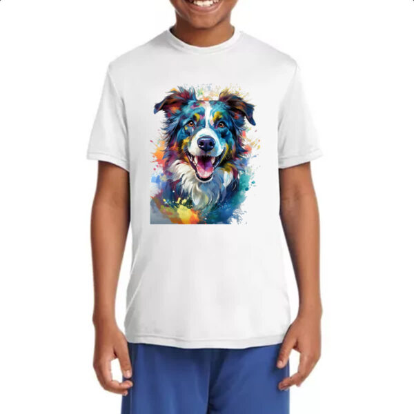 Camiseta Infanto Juvenil Border Collie Watercolor Arte - Imagem 4