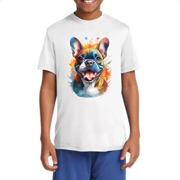 Camiseta Infanto Juvenil Bulldog frances Watercolor Arte - Imagem 4