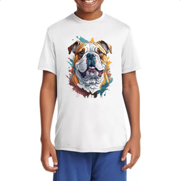 Camiseta Infanto Juvenil Bulldog ingles Watercolor Arte - Imagem 4