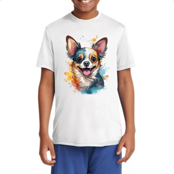 Camiseta Infanto Juvenil Chihuahua Watercolor Arte - Imagem 4