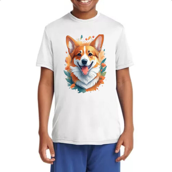 Camiseta Infanto Juvenil Corgi Watercolor Arte - Imagem 4