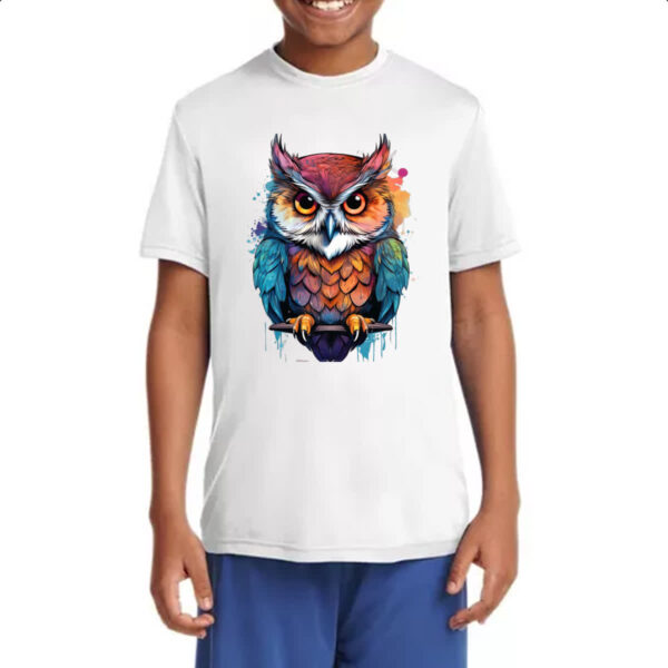 Camiseta Infanto Juvenil Coruja Watercolor Arte - Imagem 4