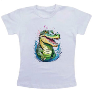 Camiseta Infanto Juvenil Crocodilo Watercolor Arte