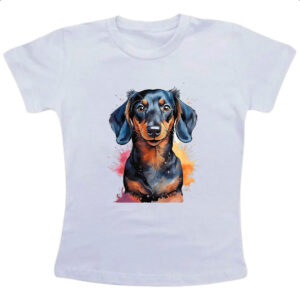 Camiseta Infanto Juvenil Dachshund Watercolor Arte