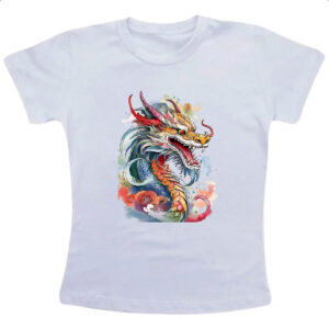 Camiseta Infanto Juvenil Dragao chines Watercolor Arte
