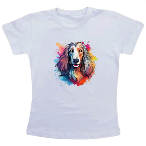 Camiseta Infanto Juvenil Galgo afegao Watercolor Arte