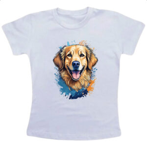 Camiseta Infanto Juvenil Golden Retriever Watercolor Arte